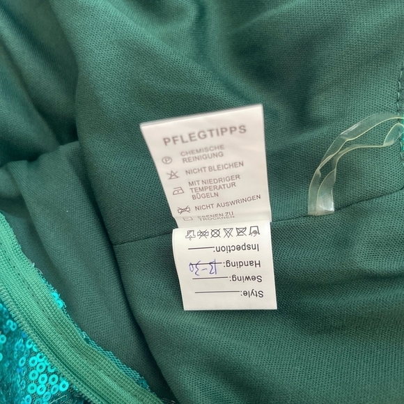 NWT Women Dress KATE KASIN Green Sequin Sleeveless Prom Maxi Dress Ball Gown - Picture 10 of 11
